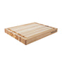 The Classic Wood Butcher Block - 100% FSC Certified by WoodForChef is a rectangular, edge-grain board with a grooved edge, light and medium wood tones, and "WoodForChef" engraved on one side, displayed on a white background.