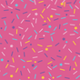 With a bright pink background and a scattering of colorful sprinkles and star shapes in purple, yellow, blue, and white, Waste Free Celebrations Furoshiki offers a vibrant confetti-like pattern that adds charm to sustainable fabric wraps or reusable gift wraps.