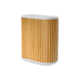 The Windmill Air Purifier Max by Windmill Air is a rectangular device with a white top and bottom, surrounded by vertical wooden slats. It features an advanced HEPA filter to improve indoor air quality and is shown against a plain white background.