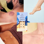 A collage features a man with a circular mark on his back, a foot, and two torsos—each with WTHN Body Balance Magnets patches placed on acupressure points. In the center is a box labeled Body Balance Magnets.