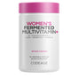 A white bottle with a pink lid labeled Codeage Women's Fermented Multivitamin+ Capsules contains 120 vegetable capsules and serves as a comprehensive women’s daily multivitamin with essential vitamins and minerals, CoQ10, probiotics, and omega-3.