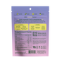 Back of a Plant People WonderBeauty Gummies pouch, showing supplement facts, directions, key ingredients like biotin and collagen for hair, skin & nails, benefit icons, and a savings QR code—all on a purple gradient background.