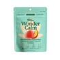 Teal pouch labeled "WonderCalm - Super Mushroom Gummies" by Plant People, summer peach flavor. This vegan, sugar-free, gluten-free product promotes mood support, stress relief, calm, and relaxation.