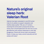 Text on a white background describes the benefits of Ora Organic's You're a Knockout Sleep & Stress Support Capsules as a natural sleep aid, emphasizing effectiveness, no grogginess, and higher potency than raw valerian root.