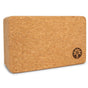 The Yoloha Yoga Cork Yoga Block features a rectangular design with rounded edges, an antimicrobial cork surface, and a small plant logo printed on one corner, providing reliable support for your yoga practice.