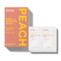 A box of Zimba Whitening Strips with 14 treatments is shown beside two individual packets. The peach and yellow packaging highlights whiter teeth, enamel safety, and fast results in bold white text.