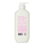 A white bottle with a pump dispenser features pink text on the back label describing method's Barrier Supporting Body Wash for sensitive, dry skin. Icons, a barcode, and nourishing fatty acids are shown at the bottom of the label.