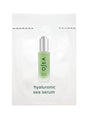 A sample packet of OSEA hyaluronic sea serum, featuring a small green bottle with a silver cap against a white background. The product name appears below the bottle on the packet.