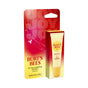A Burt’s Bees Beewax Lip Balm Hydrating Squeeze in a yellow tube, packaged on a red and yellow card with the word JOY repeated in large letters. This nourishing formula provides long-lasting moisture to soothe dry lips.