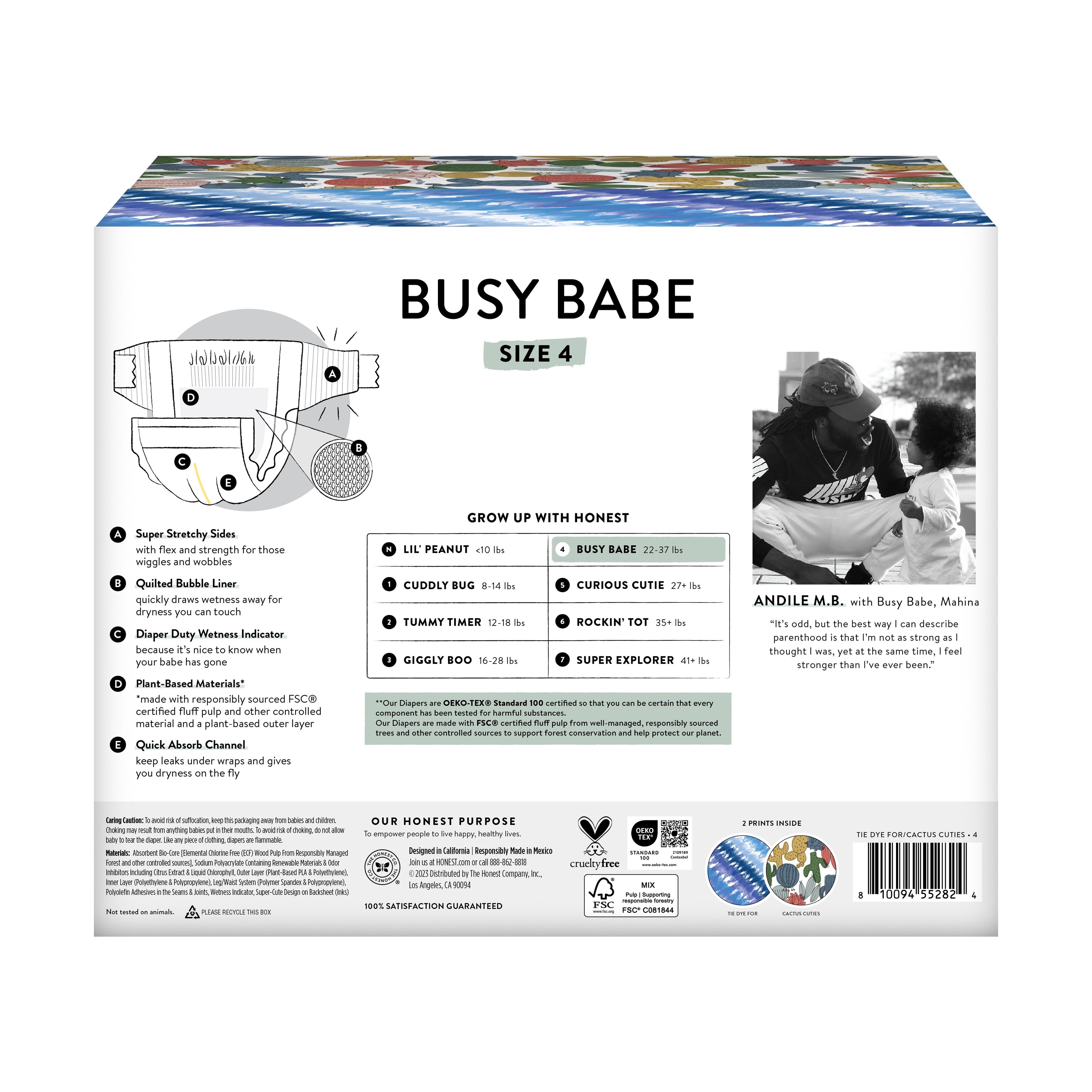 The Honest Company Plant-Based Diapers - Size 3 (16-28 Lbs), 62 Count Club Box, Limited Edition Prints