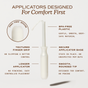 The August Regular Tampon is shown with a white BPA-free applicator featuring a poke-free rounded tip, textured finger grip, secure base, and longer design for comfort—ideal for organic cotton and hypoallergenic tampons.