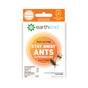 Front of an EarthKind Stay Away Ants & Cockroaches plant-based repellent box, showing product name, insect illustrations, and key features like fast-acting, 2 pouches inside, and 30+ days protection.