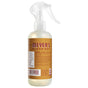 Clear spray bottle of Mrs. Meyer's Room Freshener with a gold and orange label, featuring essential oils, usage details, caution instructions, and a white trigger spray top—ideal for fans of non-aerosol room sprays.