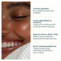 A close-up of a smiling person’s face with a towel. Text highlights: Cliganic Clean Face Towel XL—hypoallergenic, ultra-absorbent, durable, and gentle for all skin types; these versatile disposable face towels are perfect for any skincare routine.