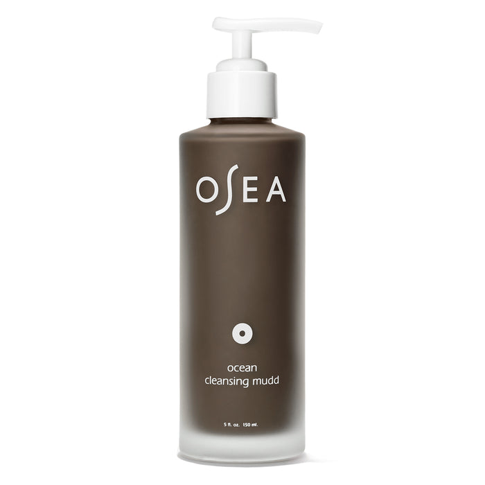A brown pump bottle labeled OSEA with the text ocean cleansing mudd on the front, containing 5 fl oz (150 ml) of skincare product.
