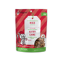 The red packaging of Shameless Pets Kitty Cane Crunchy Cat Treats, Nice List features diagonal stripes and a cartoon cat with a candy cane. These USA-made, natural treats have cranberry & chicken flavors with upcycled sweet potatoes and are available in a 2.5 oz pack.