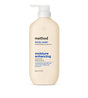 The method Moisture Enhancing Body Wash is a 502 mL beige bottle with a pump, labeled "moisture enhancing, amino acids + hyaluronic acid." It features lily, sandalwood, and musk notes and is cruelty free.