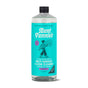 A clear plastic bottle of Grove Collaborative Multi-Surface Floor Cleaner + free gift, featuring a turquoise label with a person holding a large flower and product details.