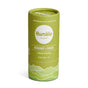 A green cylindrical container of Humble aluminum-free deodorant in bergamot & ginger scent, labeled “original formula” with minimalist mountain graphics on the bottom. Net weight is 2.65 oz (75g).
