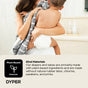 A woman holds a young child in a bathroom. Text highlights that DYPER Simply Kind Diapers are made with plant-based materials and are free from latex, chlorine, parabens, and prints.