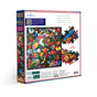 The image displays the "Butterfly Still Life 1000 Piece Puzzle" by eeBoo Piece & Love, featuring floral and butterfly artwork on a colorful box, sample pieces, and product details.