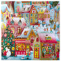 The eeBoo Piece & Love Holiday Village 1000 Piece Puzzle features a vibrant winter village with ice skaters, festive shops, snowmen, and a glowing Christmas tree. Made from sustainably sourced materials.