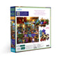 The image shows the back of the Midnight Kitchen 1000 Piece Puzzle by eeBoo Piece & Love, featuring Alfred Fernandes’s vibrant illustration of a cozy nighttime kitchen, with puzzle pieces displayed on the right side of the box.