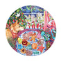 The Christmas Cookies 500 Piece Puzzle by eeBoo Piece & Love features Hazel Jarvis’s art: a dog, Christmas tree, cookies, stockings by a snowy window, and doves—capturing the warmth of the holidays.