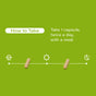Green background with medication instructions: "How to Take: Take 1 capsule, twice a day, with a meal." Capsule images aligned with icons for sunrise, midday, and night indicate timing.
