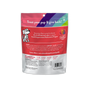 Back of a colorful Shameless Pets treat bag, featuring a cartoon dog, text about donating 5% of Pride treat sales to the Youth Empowerment Performance Project, and feeding guidelines.