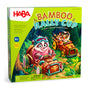 The Bamboo Rally Cup / Hype in the Jungle Game by HABA is an eco-friendly educational board game for kids ages 6+, featuring two cartoon animals racing wooden cars through a vibrant green and yellow jungle scene on the box.