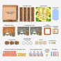 Knuckling Knights 3D Board Game - Dragon Spectacle by HABA for ages 4+ shown with labeled box base, partition walls, illustrated 3D board, water base, towers, dice, coins, tokens, cards, colorful knights & dragon.
