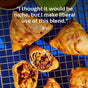 Four samosas—one sliced open to reveal a spiced vegetable filling seasoned with Diaspora Spice Co. Garam Masala—sit on a blue cooling rack, sauces above. White text above reads: I thought it would be niche, but I make liberal use of this blend.