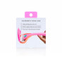 A hand holds a pink razor with a DreamPop look and green button, showcasing its packaging. The billie 5-Blade Women’s Razor Travel Case highlights features like a magnetic case for secure packing and built-in magnet for on-the-go placement.