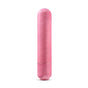 A sleek, cylindrical pink object resembling a smooth capsule with a rounded top is vertically placed on a white background. This design from Blush Gaias Eco Bullet line could be mistaken for an eco-friendly bullet or waterproof vibrator discreetly blending form and function.