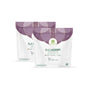 Two bags of grab green 3 in 1 Laundry Detergent Pods - Lavender with Vanilla are shown upright, displaying their purple and white packaging with product details visible on the front.