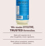 A Mrs. Meyer's Room Freshener spray bottle with text: Effective, trusted formulas made with essential oils and thoughtfully chosen ingredients—free from propellants, parabens, phthalates, and artificial colors.