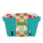 A set of two cotton dish towels with a holiday design from The Neighborgoods is folded inside a bright blue carton. The label reads Happy Holidays Dish Towel Set of 2—a festive kitchen gift.
