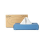 A blue LastTissue box with a white tissue sticking out is placed in front of its brown cardboard packaging labeled LastTissue BigBox.