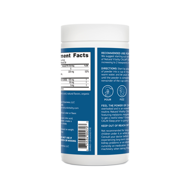 Natural Vitality Calm Sleep Magnesium Supplement Drink Mix, Mixed Berry Flavor, 16 oz. / 453 g | PH