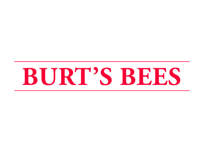 The image features the Burts Bees logo, displaying the brand name BURTS BEES in bold, red, uppercase letters centered between two thin red horizontal lines on a white background.