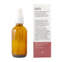 A brown glass dropper bottle is next to a box labeled Little Seed Farm Beard Oil, which lists ingredients, benefits, and usage. Packaging highlights natural oils for beard softening and notes the product contains tree nuts.