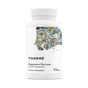 A white bottle of Thorne Magnesium Glycinate shows an abstract geometric label design. The bottle contains 90 capsules of chelated magnesium for high absorption.