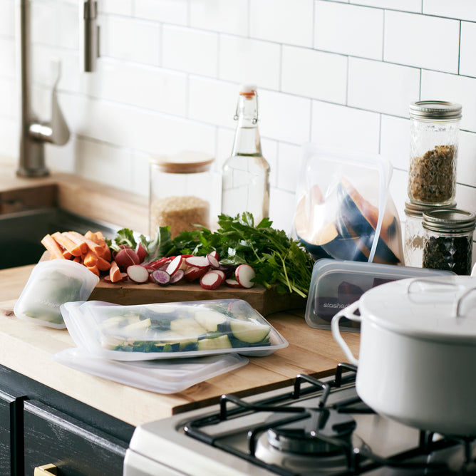 Stasher Reusable Silicone Half Gallon Bag Clear Grove