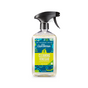 Aunt Fannies All-Purpose Cleaner comes in a clear plastic spray bottle with a blue floral label, is safe, non-toxic, highly effective, and infused with essential oils for a refreshing lime mint scent.