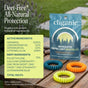 A package of Cliganic Mosquito Repellent Bracelets featuring three colorful coils is displayed in front, with ingredient lists and product features shown against a green background. These DEET-free bracelets from Cliganic use essential oils to help keep pests away, offering a safe and natural way to stay protected.