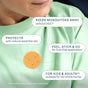 A child wears a mint green shirt with a round beige patch on it; text highlights that the Cliganic Mosquito Repellent Patches - Essential Oil Infused offer mosquito-repelling power from natural oils, are easy to apply, and are suitable for both kids and adults. These DEET free patches provide safe, effective family protection you can trust.