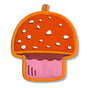 The Neighborgoods Pot Holder- Mushroom features a stylish mushroom-shaped design with an orange cap, white spots, orange border, and pink stem—perfect for adding charm and heat protection to your kitchen.