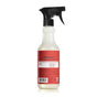 A red-labeled spray bottle with a black nozzle features Mrs. Meyers Clean Day. The label highlights its garden-inspired, essential oil-infused scents and displays product info alongside a barcode on the back. This surface cleaner offers a refreshing solution suitable for all surfaces.