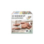 A box of Honest brand clean conscious diapers sits on a white background. The package shows a smiling baby wearing a diaper with colorful shapes, and contains 68 size 3 diapers for babies weighing 16–28 lbs.